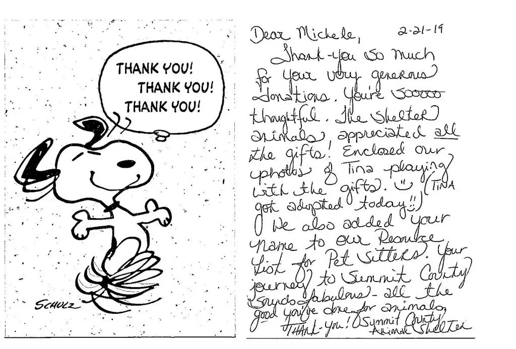 Donation to Summit County Animal Shelter